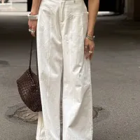 White Linen Wide Leg Formal Pants thumbnail 2