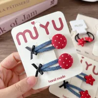 Korean Red Heart Hair Clips & Scrunchies Set thumbnail 6