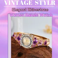 Retro Flower Diamond Ladies Quartz Wristwatch thumbnail 3