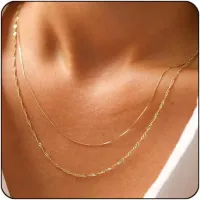 Dainty Layered Gold Necklace Set thumbnail 1