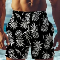 Men's 3D Pineapple Print Beach Shorts thumbnail 6