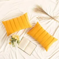 Fall Velvet Striped Throw Pillow Cover thumbnail 4