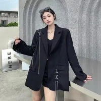 Black Y2K Chain Detail Blazer thumbnail 6