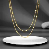 Double Layer Square Block Titanium Necklace thumbnail 1