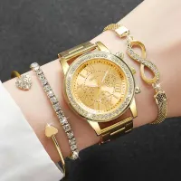 4PCS Rhinestone Women's Watch & Bracelet Set thumbnail 4