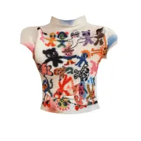 Tie Dye Bodycon Crop Tops thumbnail 6