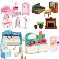 1:12 Dollhouse Furniture Bathroom & Living Room Set thumbnail 2