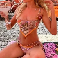 Printed Crop Top Bikini Set thumbnail 4