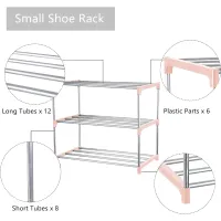 Pink 3-Tier Narrow Stackable Shoe Rack thumbnail 5