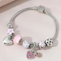 Heart Flower Glass Charm Bracelet thumbnail 2