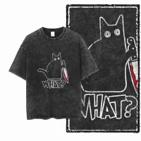 COOLMIND DB Cat Graphic Acid Wash Tee thumbnail 1