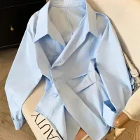Irregular Long Sleeve White Polo Tunic thumbnail 1