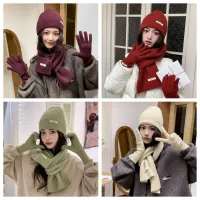 Red Winter Hat Scarf Gloves Set thumbnail 4