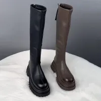 Women's Black Long Thick Bottom Boots thumbnail 3