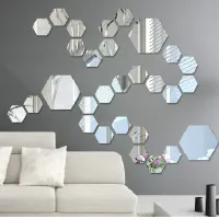 3D Hexagon Mirror Wall Stickers thumbnail 4