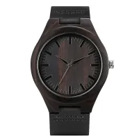 Classic Ebony Wood Quartz Men's Watch thumbnail 1