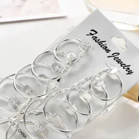 6-Pair Gold & Silver Hoop Earrings Set thumbnail 4