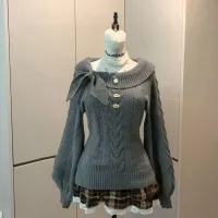 Preppy Sweet Knitted Y2K Sweater thumbnail 5