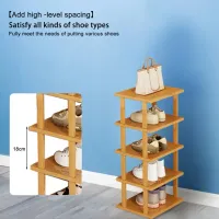 5 Tier Vertical Wood Shoe Rack thumbnail 3