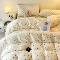 3-Piece Satin Black Dot Duvet Set thumbnail 6
