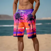 Harajuku 3D Palm Tree Beach Shorts thumbnail 5