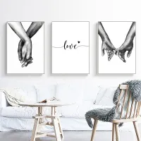 Minimalist Hand in Hand Love Wall Art thumbnail 3