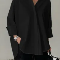 ZANZEA Oversized White Button-Up Blouse thumbnail 4