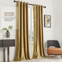 Gold Velvet Blackout Curtains thumbnail 2