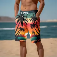 Harajuku 3D Palm Tree Beach Shorts thumbnail 1