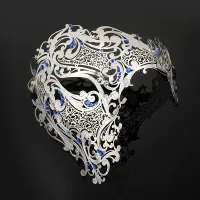 Black Gold Skull Metal Half Face Mask thumbnail 3