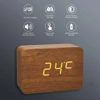 Wooden Digital Alarm Clock with Temperature thumbnail 3