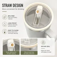 40oz Insulated Tumbler w/Handle & Straw thumbnail 4