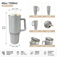 40oz Insulated Tumbler w/Handle & Straw thumbnail 5