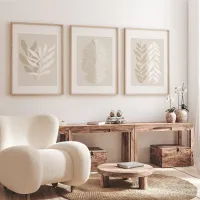 Beige Botanical Wall Art Set of 3 thumbnail 1