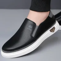 Men's Leather Slip-On Sneakers White thumbnail 5