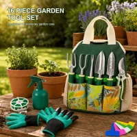 16-Piece Aluminum Garden Tool Set with Tote thumbnail 1