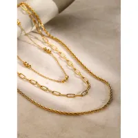 18K Gold Plated Layered Chain Necklace thumbnail 5