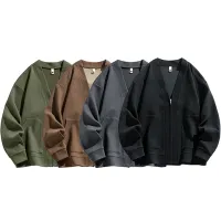 Big Size Korean Style Zip-Up Cardigan Green thumbnail 3