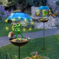 Solar Frog LED Bird Feeder Statue thumbnail 5