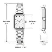 Silver Rectangle Quartz Bracelet Watch thumbnail 6