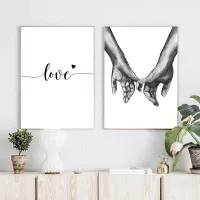 Minimalist Hand in Hand Love Wall Art thumbnail 4