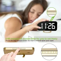 LED Mirror Alarm Clock with USB Charger thumbnail 4