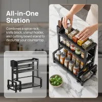 3-Tier Carbon Steel Kitchen Organizer thumbnail 2