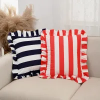 Striped Ruffle Pillow Cover thumbnail 5