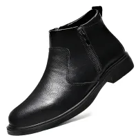 Men's Zippered Leather Chelsea Boots thumbnail 2