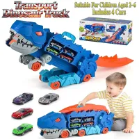 Dinosaur Truck Race Track Set - 4 Transforming Cars thumbnail 1