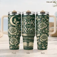 Moon Book Rose Butterfly Vacuum Flask 40oz thumbnail 1