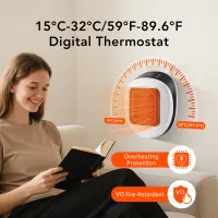 600W Mini Wall Plug Heater with Remote thumbnail 2