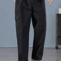 Men's Black Cotton Cargo Joggers thumbnail 1