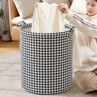 Houndstooth Foldable Laundry Basket thumbnail 6